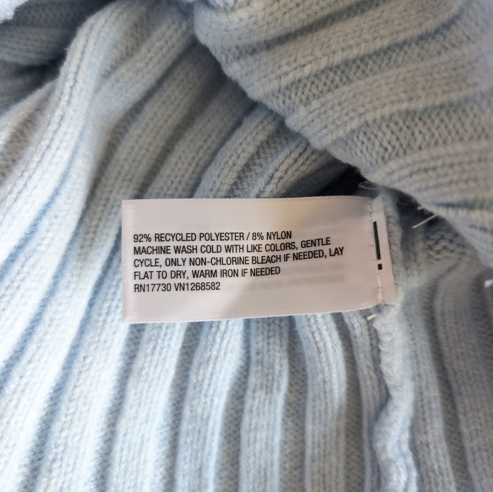 NWT Wild Fable Light Blue Cable Knit Zip-Up Hooded Sweater Medium Baby Blue - Picture 9 of 9